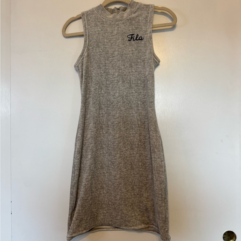 Women’s FILA Athletic Dress Sleeveless Velour Gray Size XS‎ Back Zip